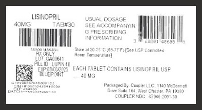 Label (Lisinopril 40mg)